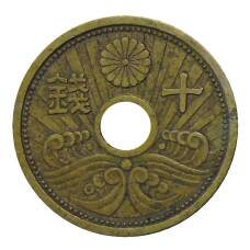 Монета 10 сен 1939 года Япония (аверс)