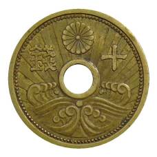 Монета 10 сен 1938 года Япония (аверс)