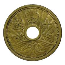 Монета 10 сен 1939 года Япония (аверс)