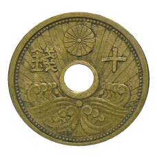 Монета 10 сен 1939 года Япония (аверс)