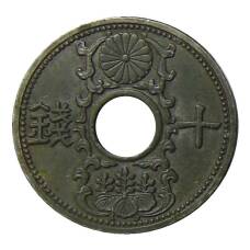 Монета 10 сен 1937 года Япония (аверс)