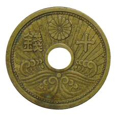 Монета 10 сен 1938 года Япония (аверс)