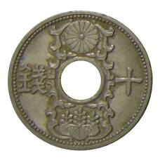 Монета 10 сен 1934 года Япония (аверс)