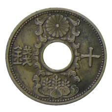 Монета 10 сен 1934 года Япония (аверс)