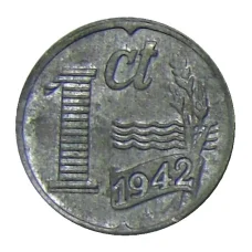 Монета 1 цент 1942 года Нидерланды (аверс)