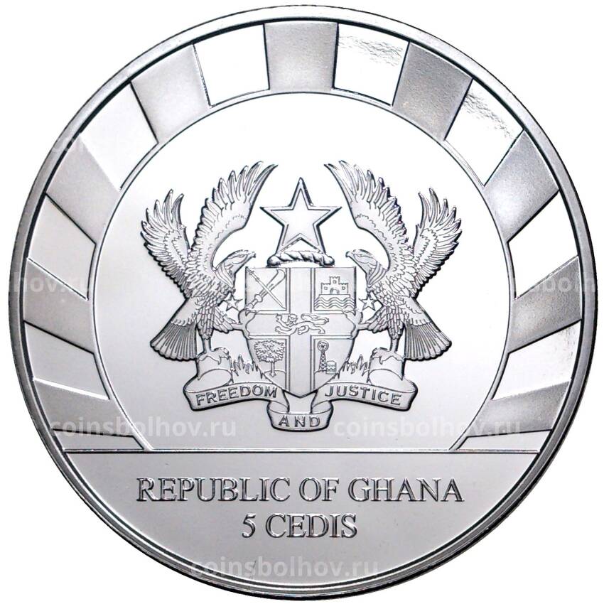 Монета 5 седи 2020 года Гана «Гиганты Ледникового периода — Пещерный медведь» (вид 2)
