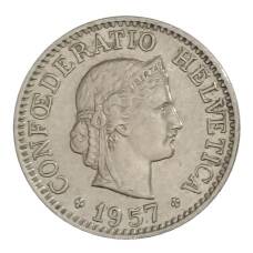Монета 10 раппенов 1957 года Швейцария (аверс)