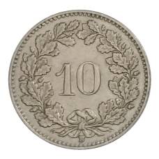 Монета 10 раппенов 1957 года Швейцария (реверс)