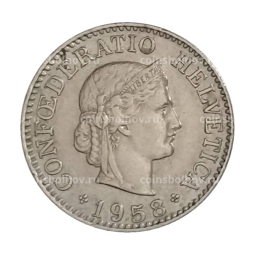 Монета 10 раппенов 1958 года Швейцария