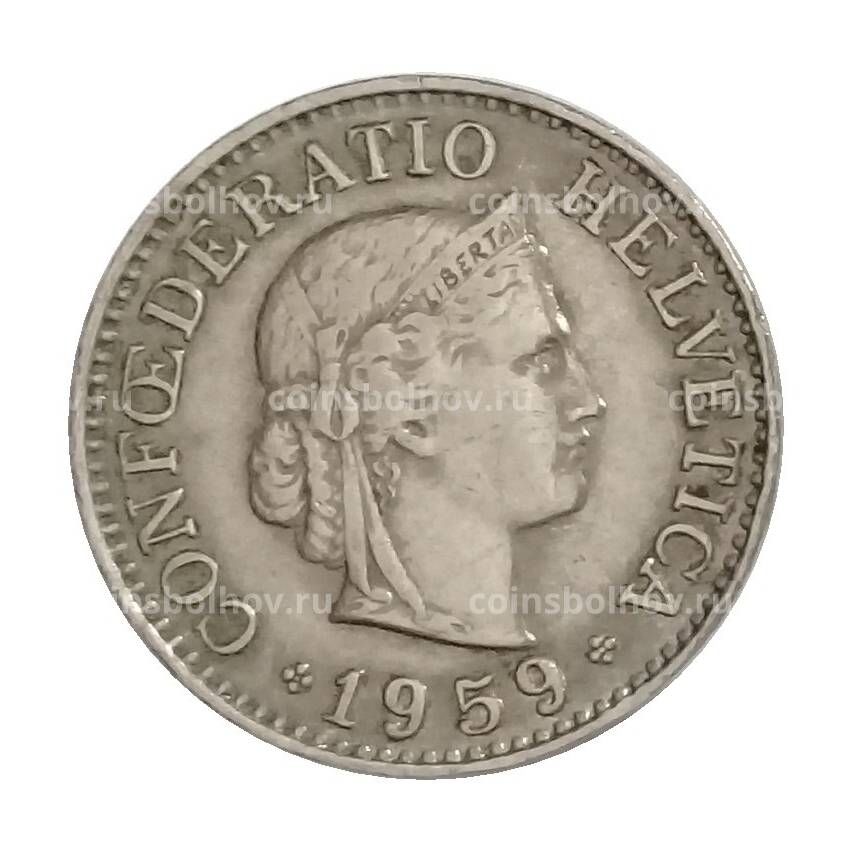 Монета 10 раппенов 1959 года Швейцария