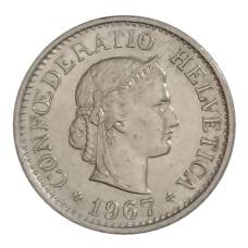 Монета 10 раппенов 1967 года Швейцария (аверс)