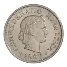Монета 10 раппенов 1967 года Швейцария (аверс)