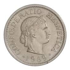 Монета 10 раппенов 1969 года Швейцария (аверс)