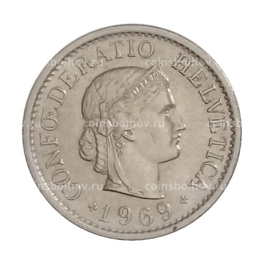 Монета 10 раппенов 1969 года Швейцария