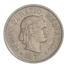 Монета 10 раппенов 1970 года Швейцария (аверс)