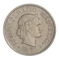 Монета 10 раппенов 1970 года Швейцария (аверс)