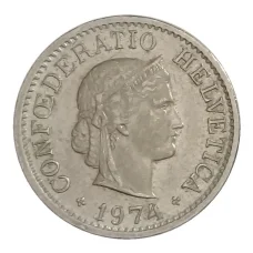 Монета 10 раппенов 1974 года Швейцария (аверс)