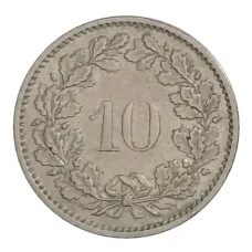 Монета 10 раппенов 1974 года Швейцария (реверс)