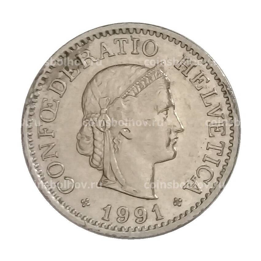 Монета 10 раппенов 1991 года Швейцария