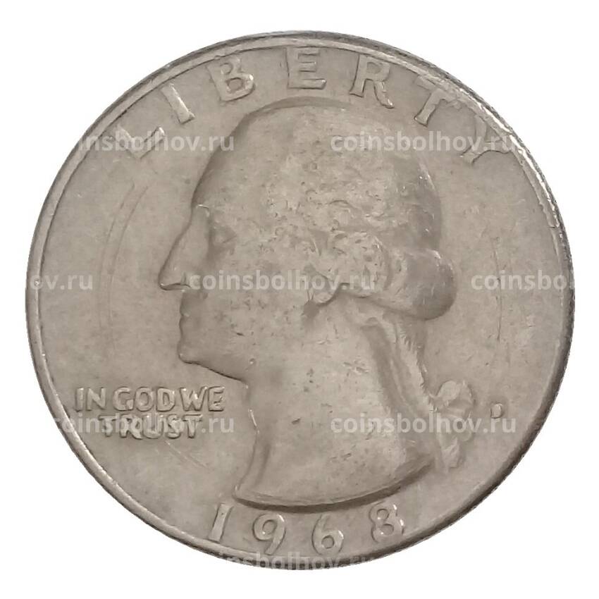 Монета 1/4 доллара (25 центов) 1968 года D США