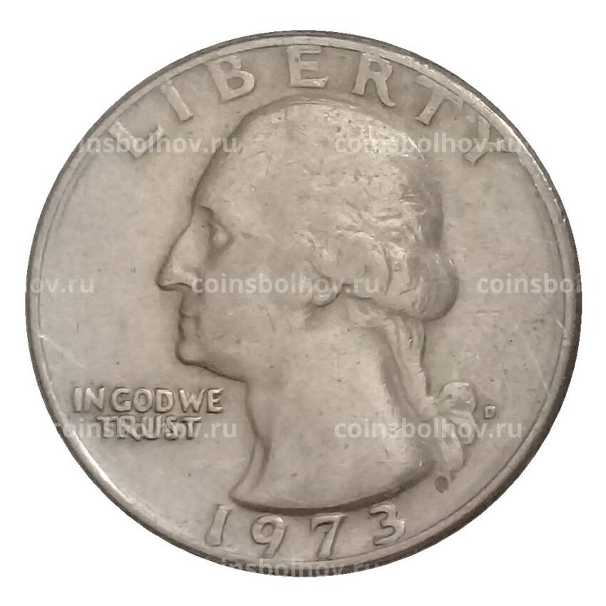 Монета 1/4 доллара (25 центов) 1973 года D США