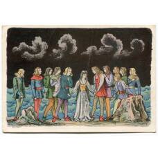 Открытка иллюстрация к произведению Г.Х. Андерсена «Дикие лебеди» художник В. Конашевич