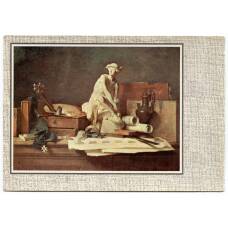 Открытка живопись Шарден «Натюрморт с атрибутами искусств»