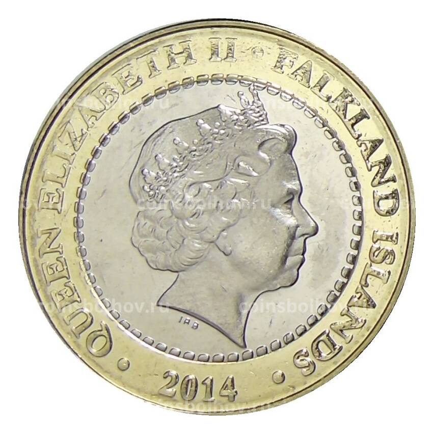 Монета 2 фунта 2014 года Фолклендские острова —  100 лет Фолклендскому бою (вид 2)