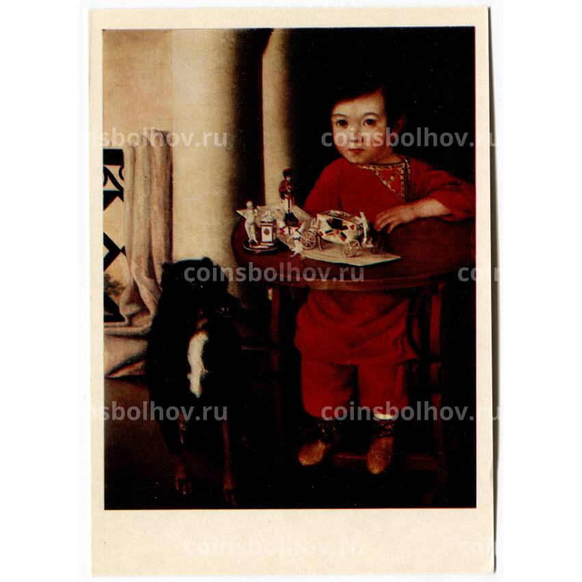 Открытка живопись Неизвестный художник первой половины XIX века «Мальчик с игрушками»