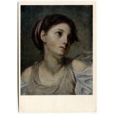 Открытка живопись Жан-Батист Грёз «Голова девушки в сиреневой тунике»