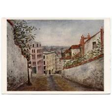 Открытка живопись Морис Утрилло «Улица Мон-Сени на Монмартре»