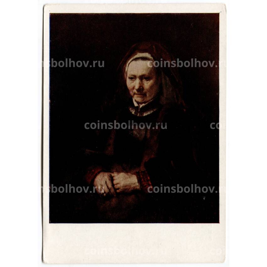 Открытка живопись Рембрандт ван Рейн «Портрет старушки»