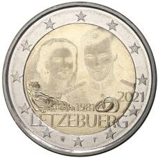 Монета 2 евро 2021 года Люксембург — 40 лет бракосочетанию Великого Герцога Анри и Великой Герцогини Марии-Терезы (Плоский чекан — лазерная гравировка) (аверс)