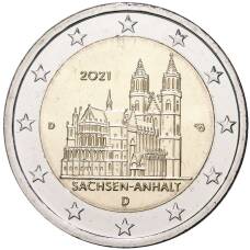 Монета 2 евро 2021 года D Германия «Федеральные земли Германии — Саксония-Анхальт (Магдебургский собор)» (аверс)