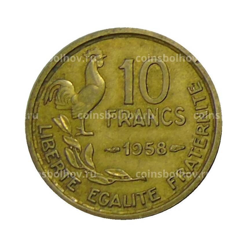 Монета 10 франков 1958 года Франция