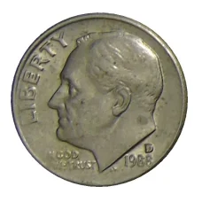 Монета 1 дайм (10 центов)1988 года D США (аверс)