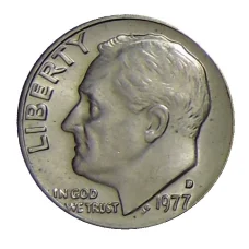 Монета 1 дайм (10 центов) 1977 года D США (аверс)