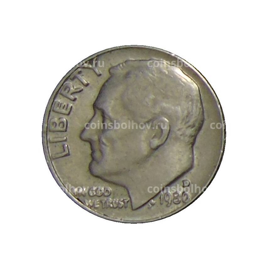 Монета 1 дайм (10 центов) 1980года D США