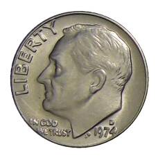 Монета 1 дайм (10 центов) 1974 года D США (аверс)
