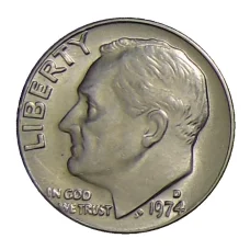 Монета 1 дайм (10 центов) 1974 года D США (аверс)