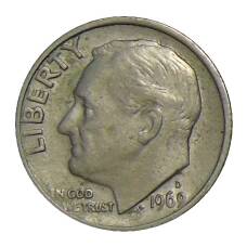 Монета 1 дайм (10 центов) 1969 года D США (аверс)