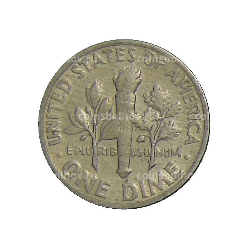 Монета 1 дайм (10 центов) 1969 года D США (вид 2)