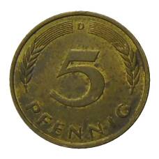 Монета 5 пфеннигов 1980 года D Германия (реверс)