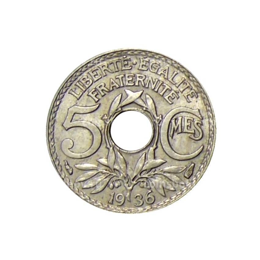Монета 5 сантимов 1936 года Франция