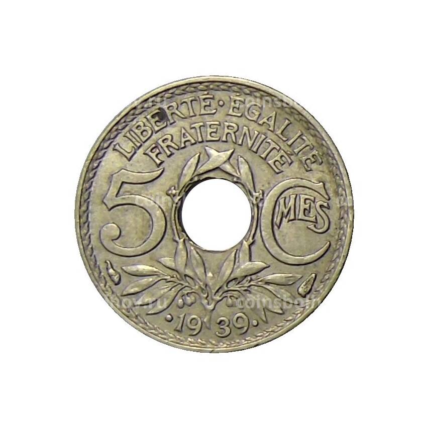 Монета 5 сантимов 1939 года Франция