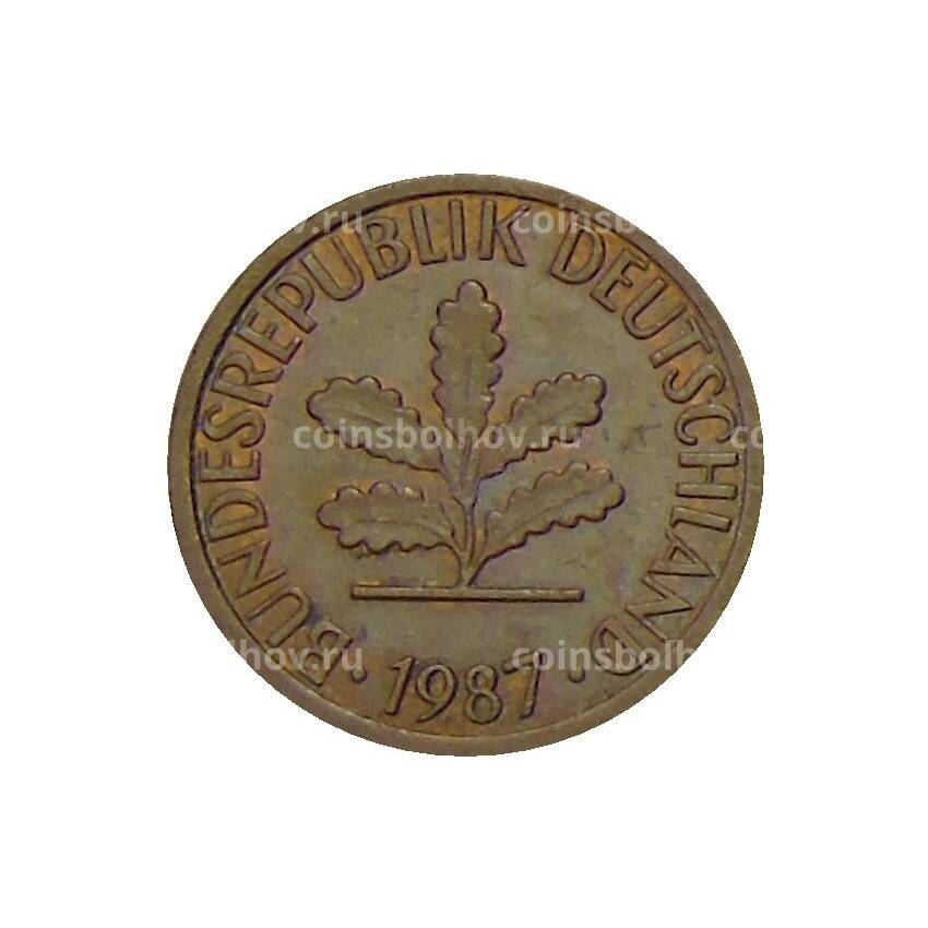 Монета 1 пфенниг 1987 года J Германия