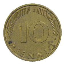 Монета 10 пфеннигов 1977 года G Германия (реверс)