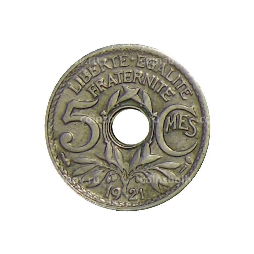 Монета 5 сантимов 1921 года Франция