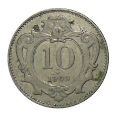 Монета 10 геллеров 1909 года Австрия (аверс)