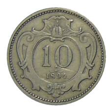 Монета 10 геллеров 1894 года Австрия (аверс)